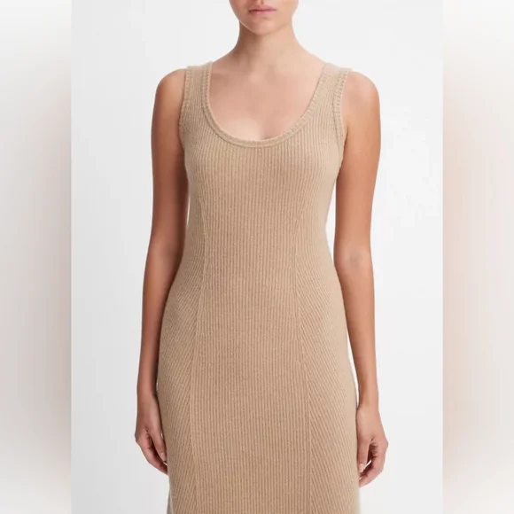 NWT Vince Ribbed Wool and Cashmere Blend Sleeveless Midi Sweater Dress Size  XS